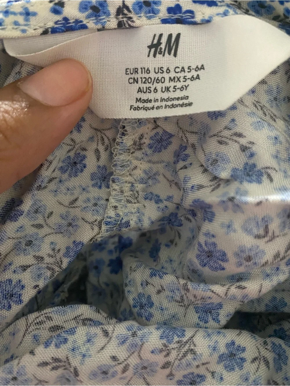 Size 6 Girls Floral H&M Set - Blue and White
